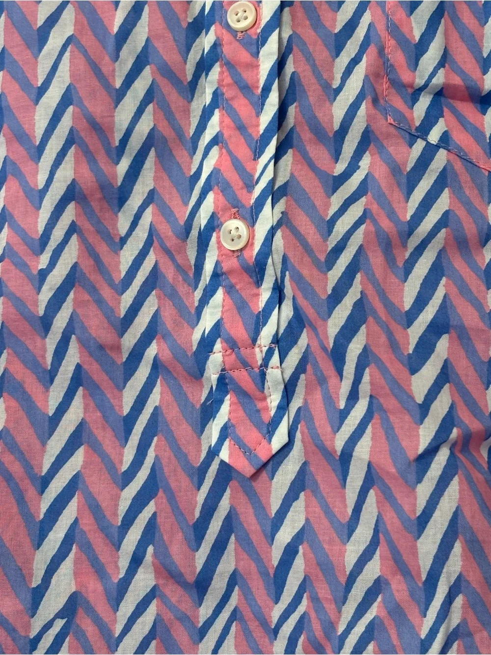 J. Crew Medium Cotton Pink blue collared pullover button shirt top blouse